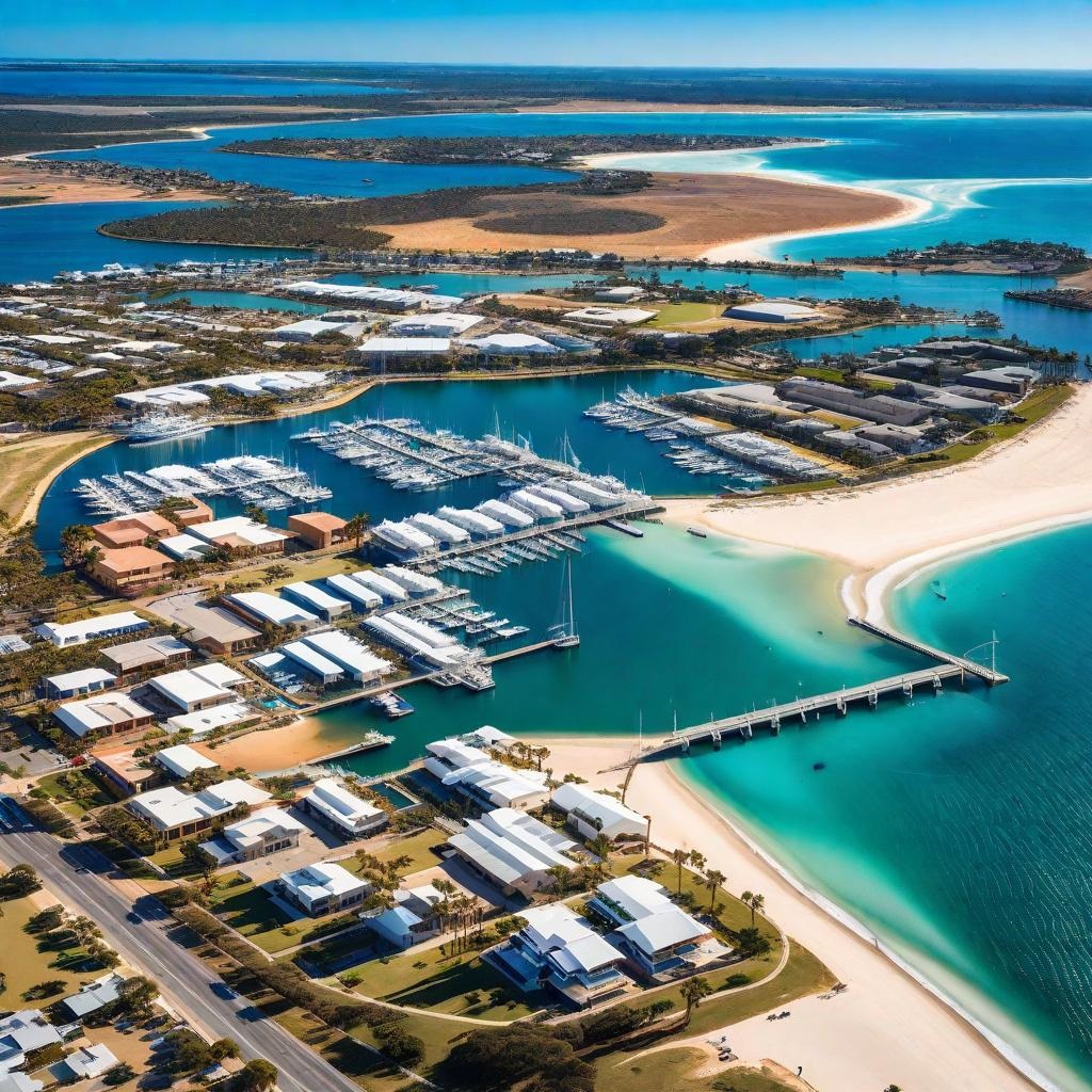 A vibrant collage showcasing Mandurah's coastal charm, bustling businesses, and entrepreneurial spirit.